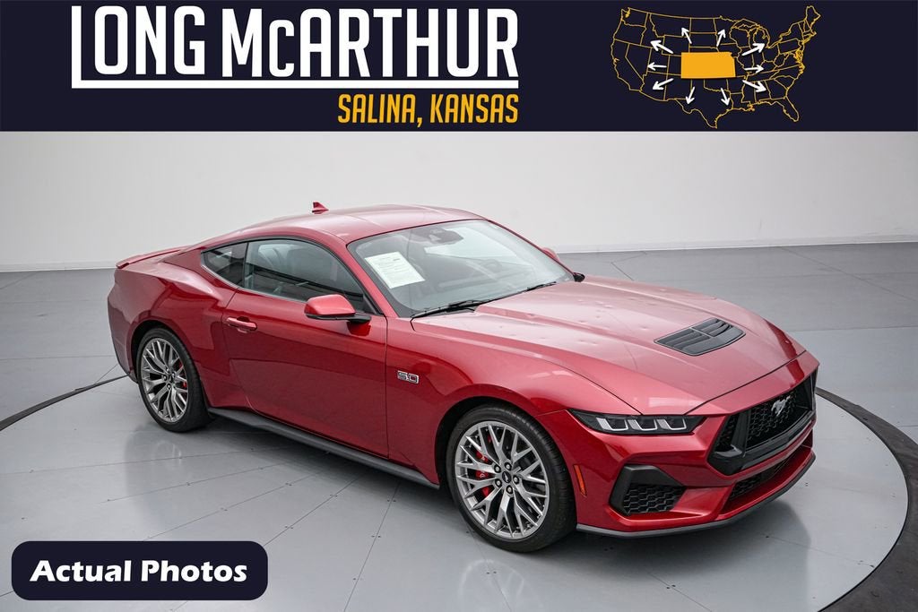 2024 Ford Mustang GT Premium in Red Metallic — front three-quarter view