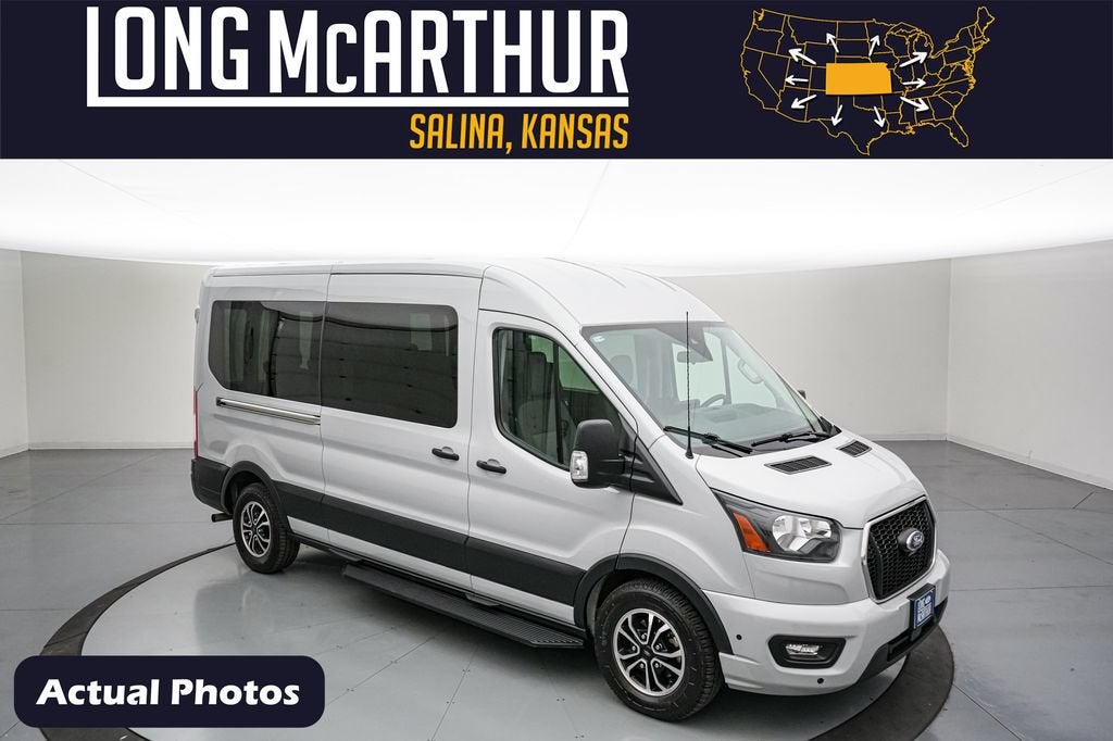 2024 Ford Transit-350 XLT in Avalanche Gray Metallic — front three-quarter view