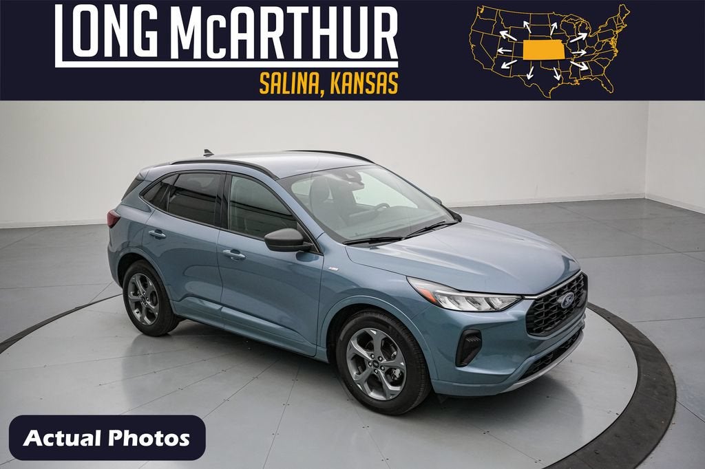 2023 Ford Escape ST-Line in Vapor Blue Metallic — front three-quarter view