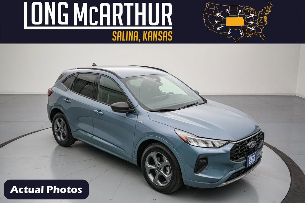 2024 Ford Escape ST-Line in Vapor Blue — front three-quarter view