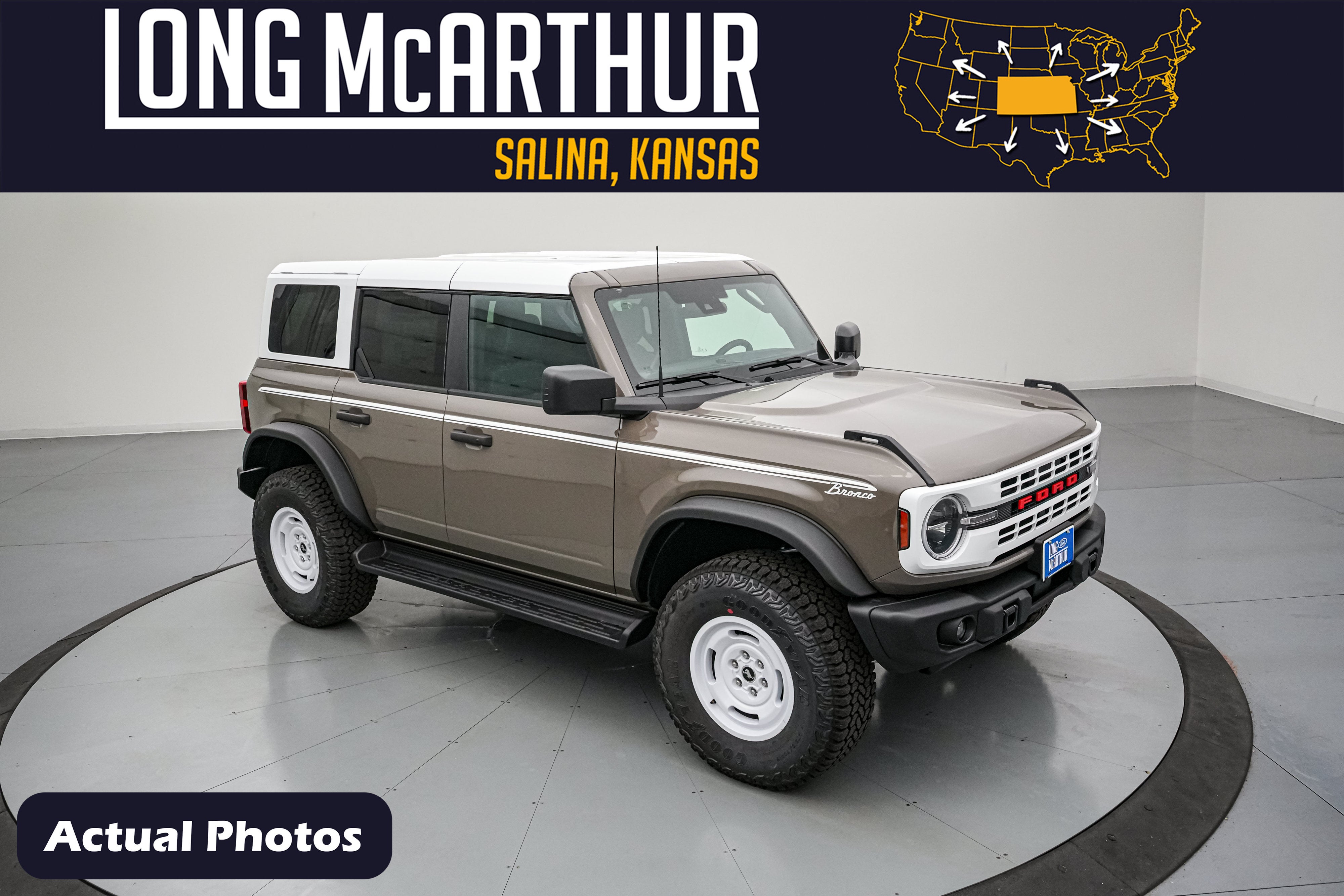 2026 Ford Bronco Heritage Edition in Marsh Gray — front three-quarter view