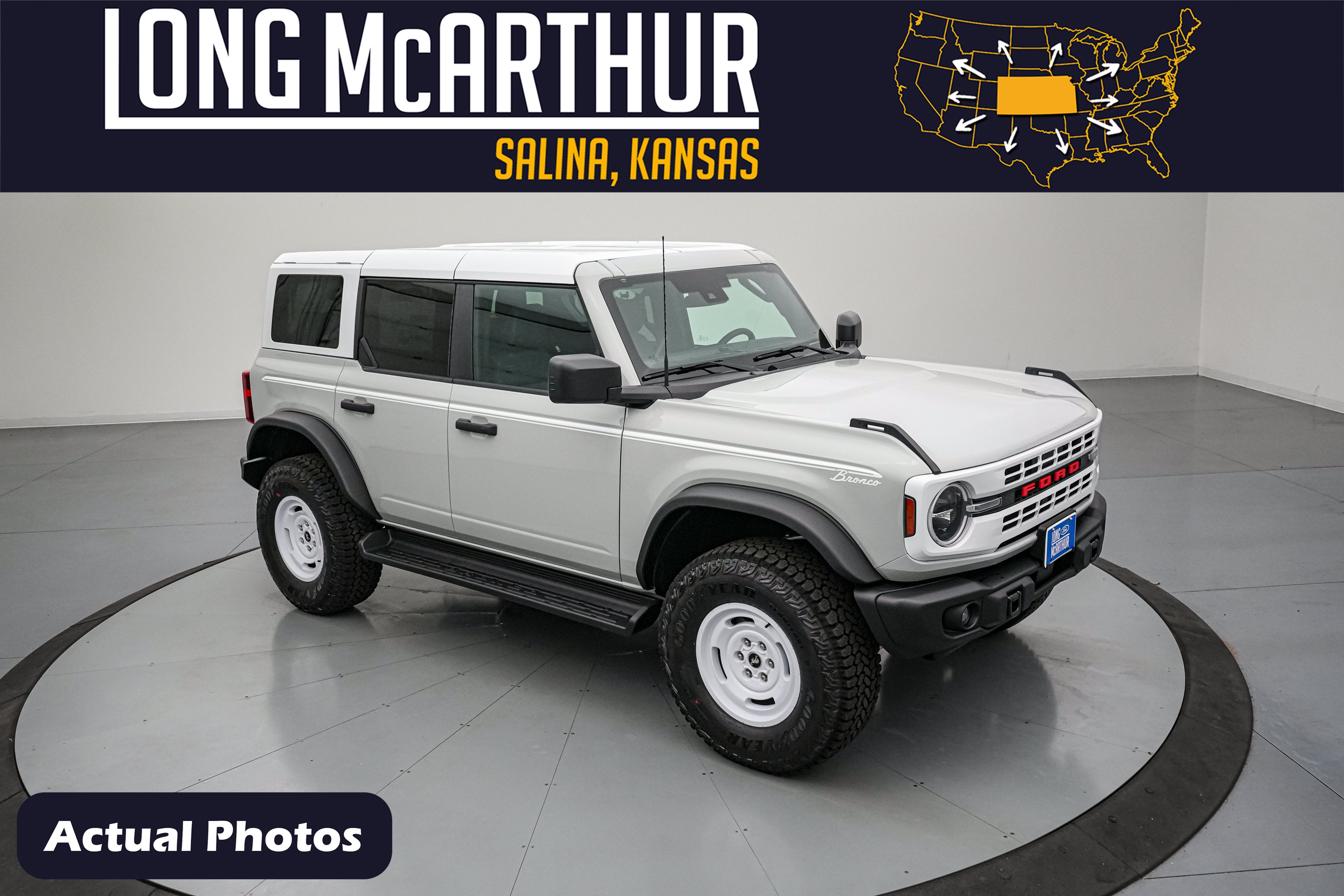 2026 Ford Bronco Heritage Edition in Avalanche Gray — front three-quarter view