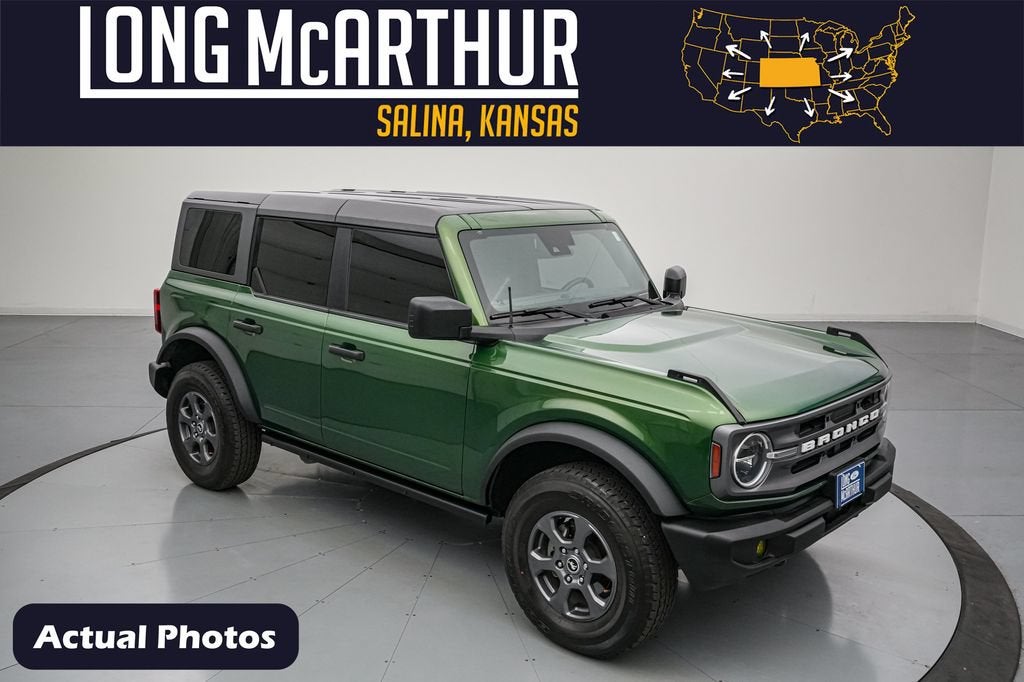 2024 Ford Bronco Big Bend in Eruption Green Metallic — front three-quarter view
