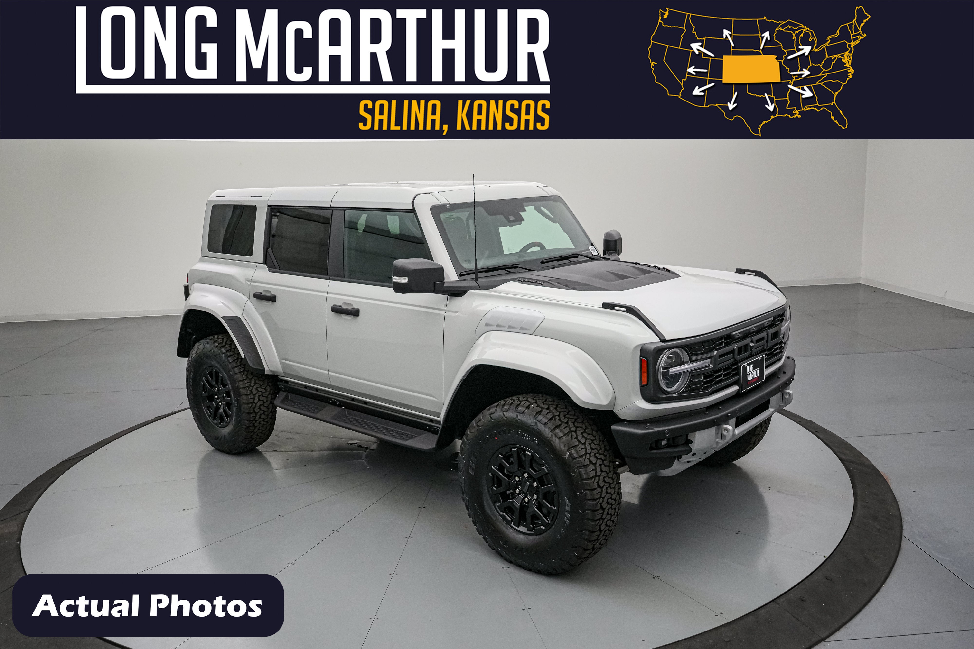 2026 Ford Bronco Raptor in Avalanche Gray — front three-quarter view