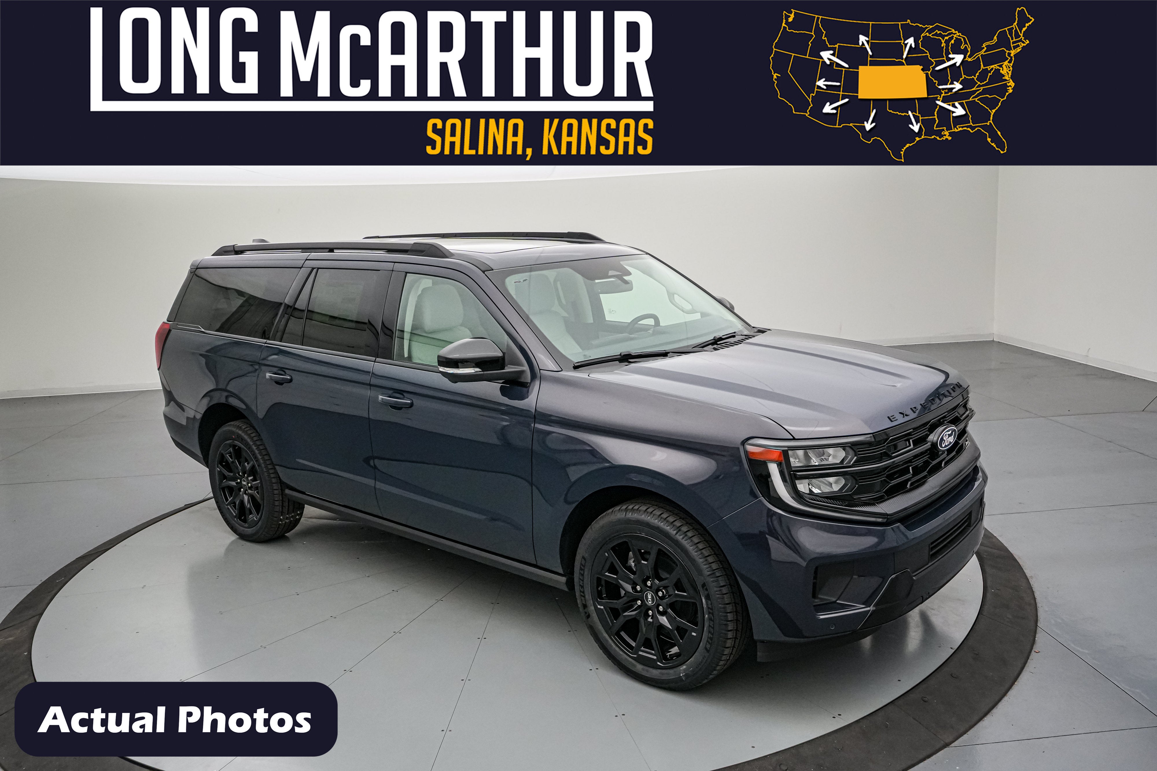 2027 Ford Expedition Max Platinum 30th Anniversary in Blue Ember Metallic — front three-quarter view