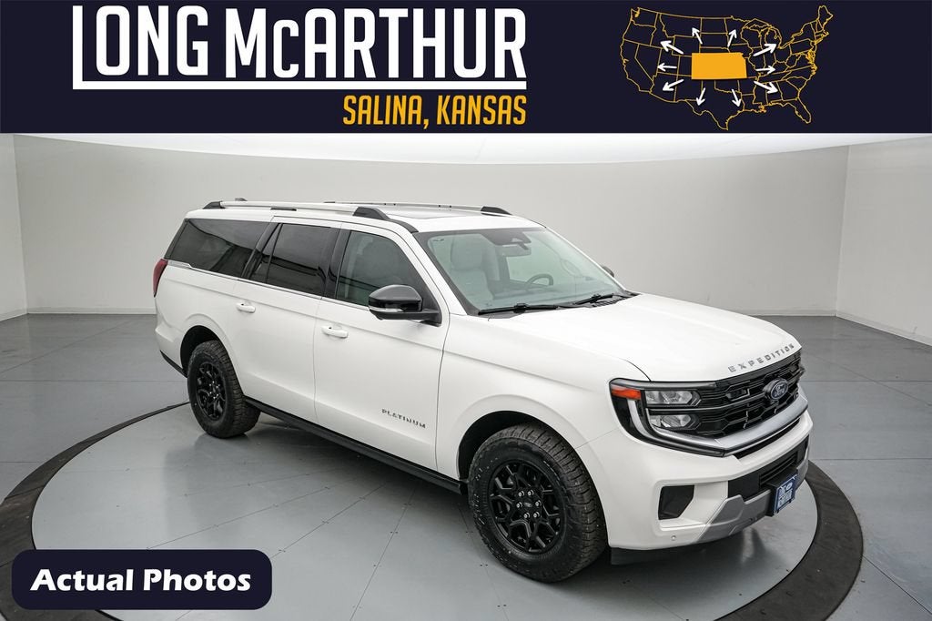 2026 Ford Expedition Max Platinum in Star White Metallic Tc — front three-quarter view
