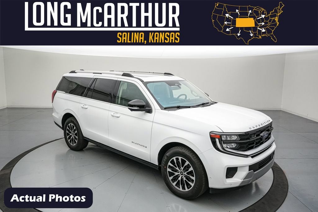 2025 Ford Expedition Max Platinum in Oxford White — front three-quarter view