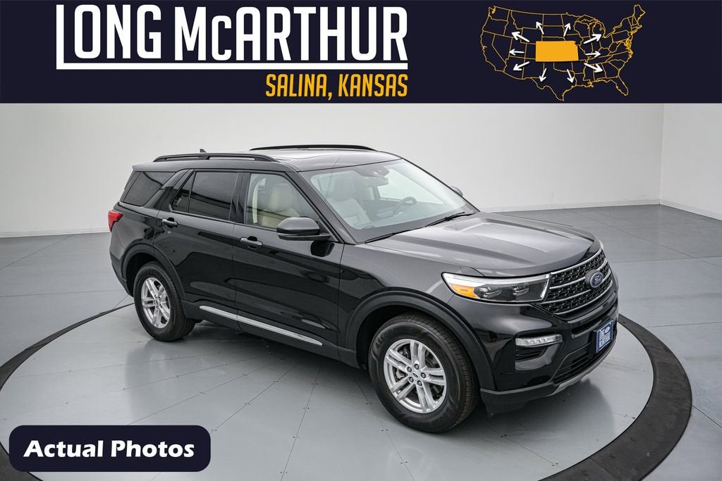 2023 Ford Explorer XLT in Agate Black Metallic — front three-quarter view