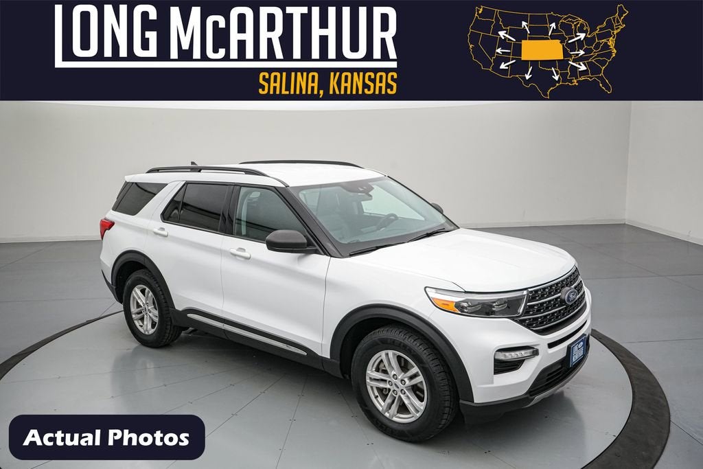2024 Ford Explorer XLT in Oxford White — front three-quarter view