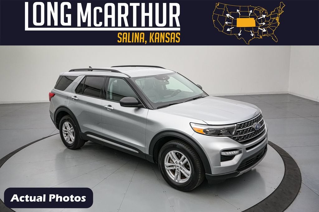 2024 Ford Explorer XLT in Iconic Silver Metallic — front three-quarter view