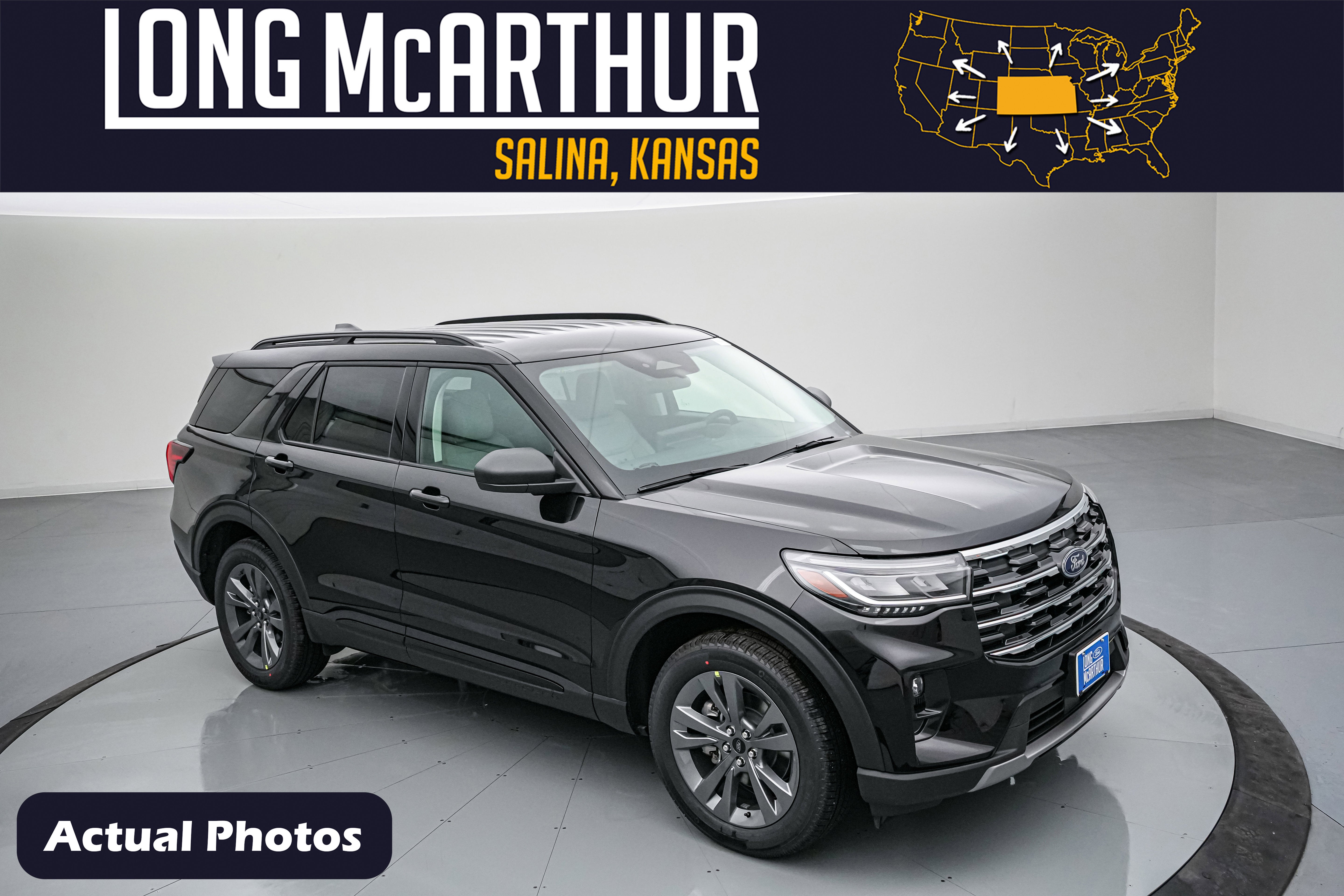 2026 Ford Explorer Active in Agate Black Metallic — front three-quarter view