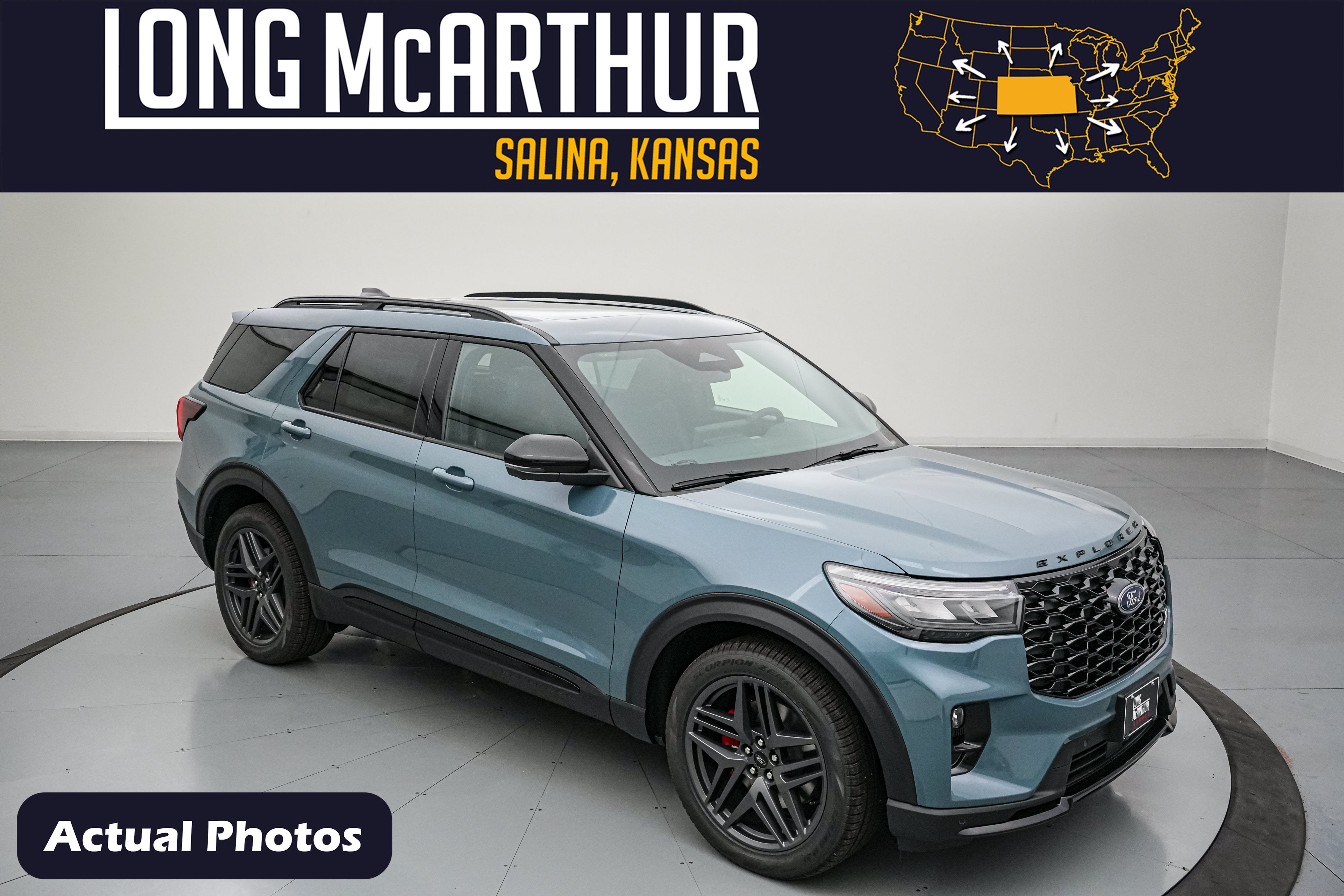 2026 Ford Explorer ST in Vapor Blue Metallic — front three-quarter view