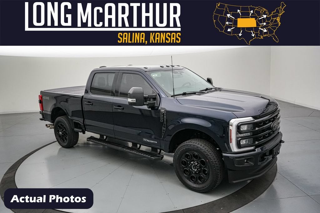 2024 Ford F-250SD Lariat in Antimatter Blue Metallic — front three-quarter view