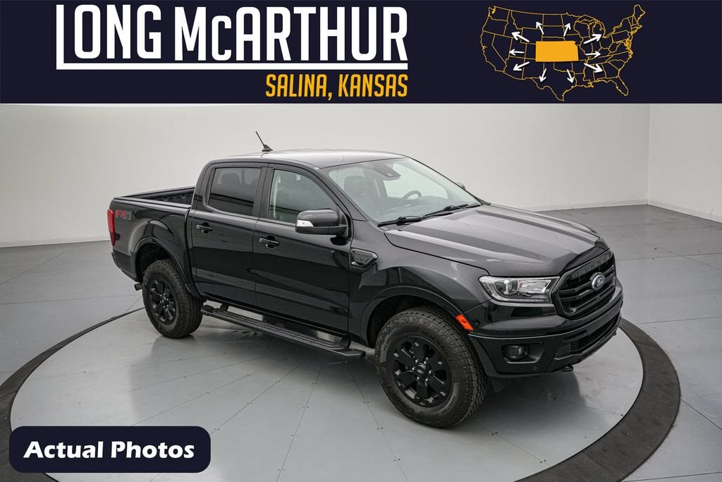2020 Ford Ranger Lariat in Shadow Black — front three-quarter view