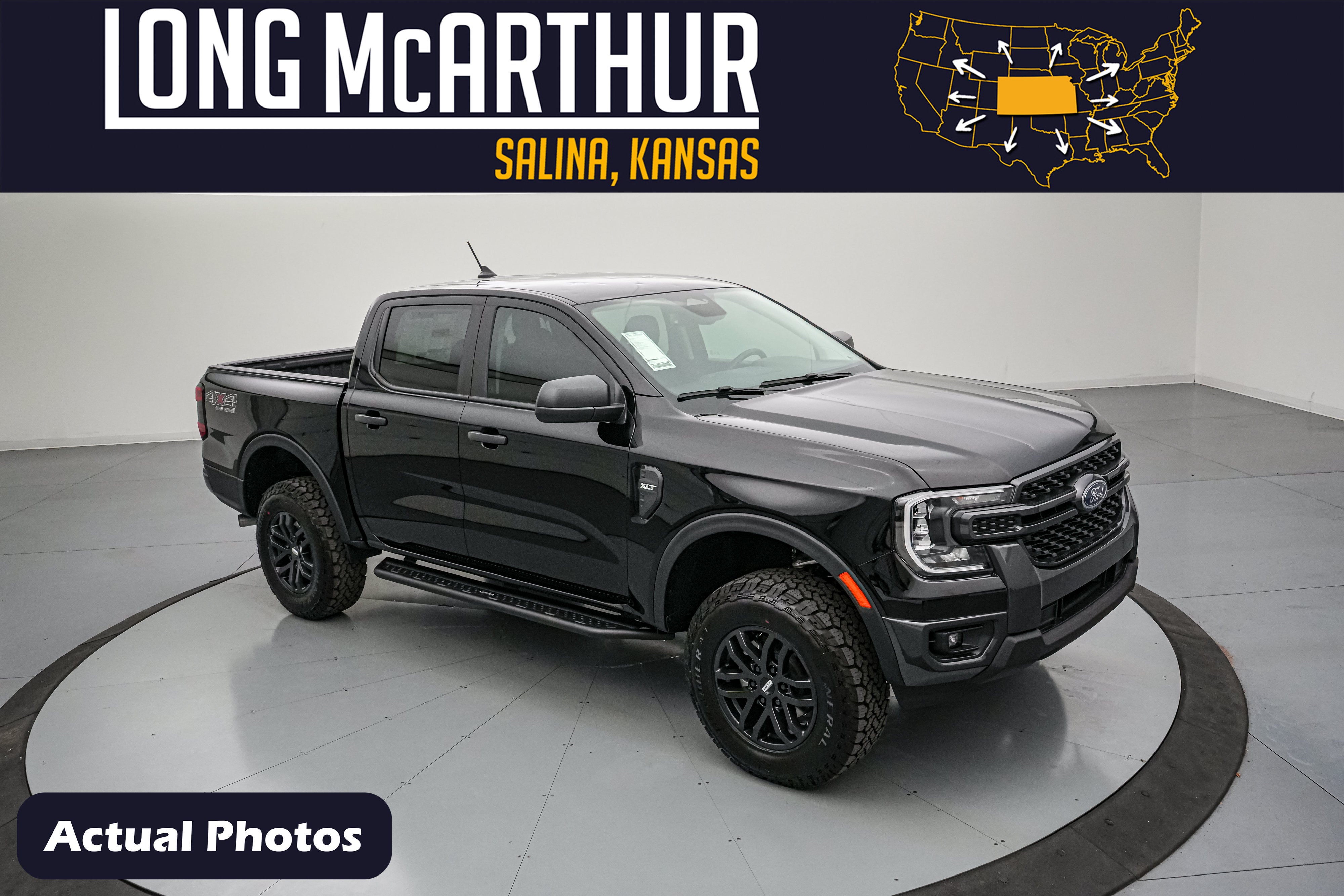 2026 Ford Ranger Off Road in Shadow Black — front three-quarter view