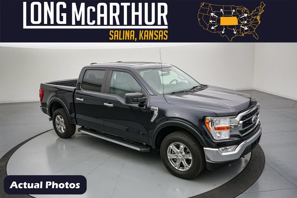 2021 Ford F-150 XLT in Antimatter Blue Metallic — front three-quarter view
