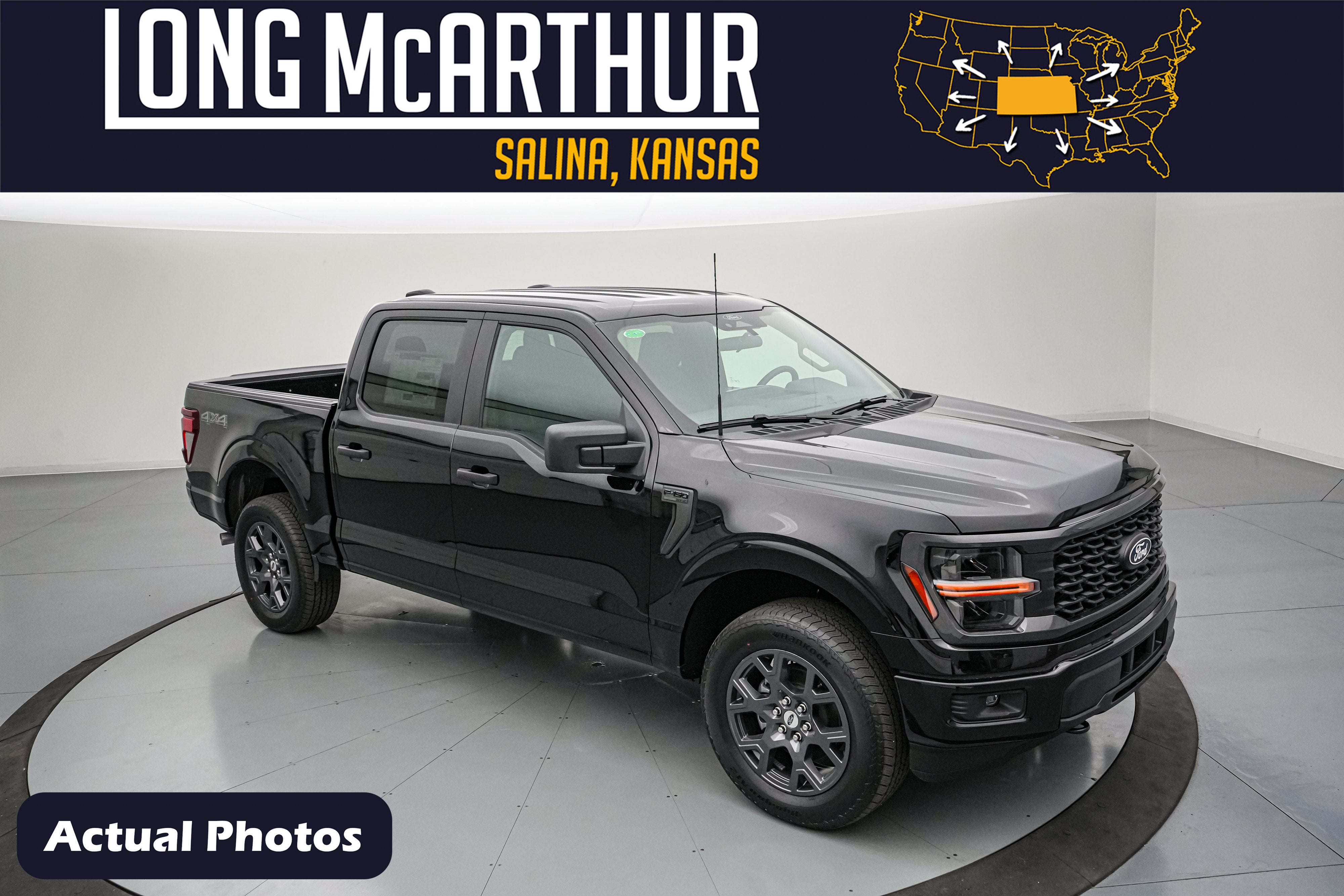 2026 Ford F-150 STX in Agate Black Metallic — front three-quarter view