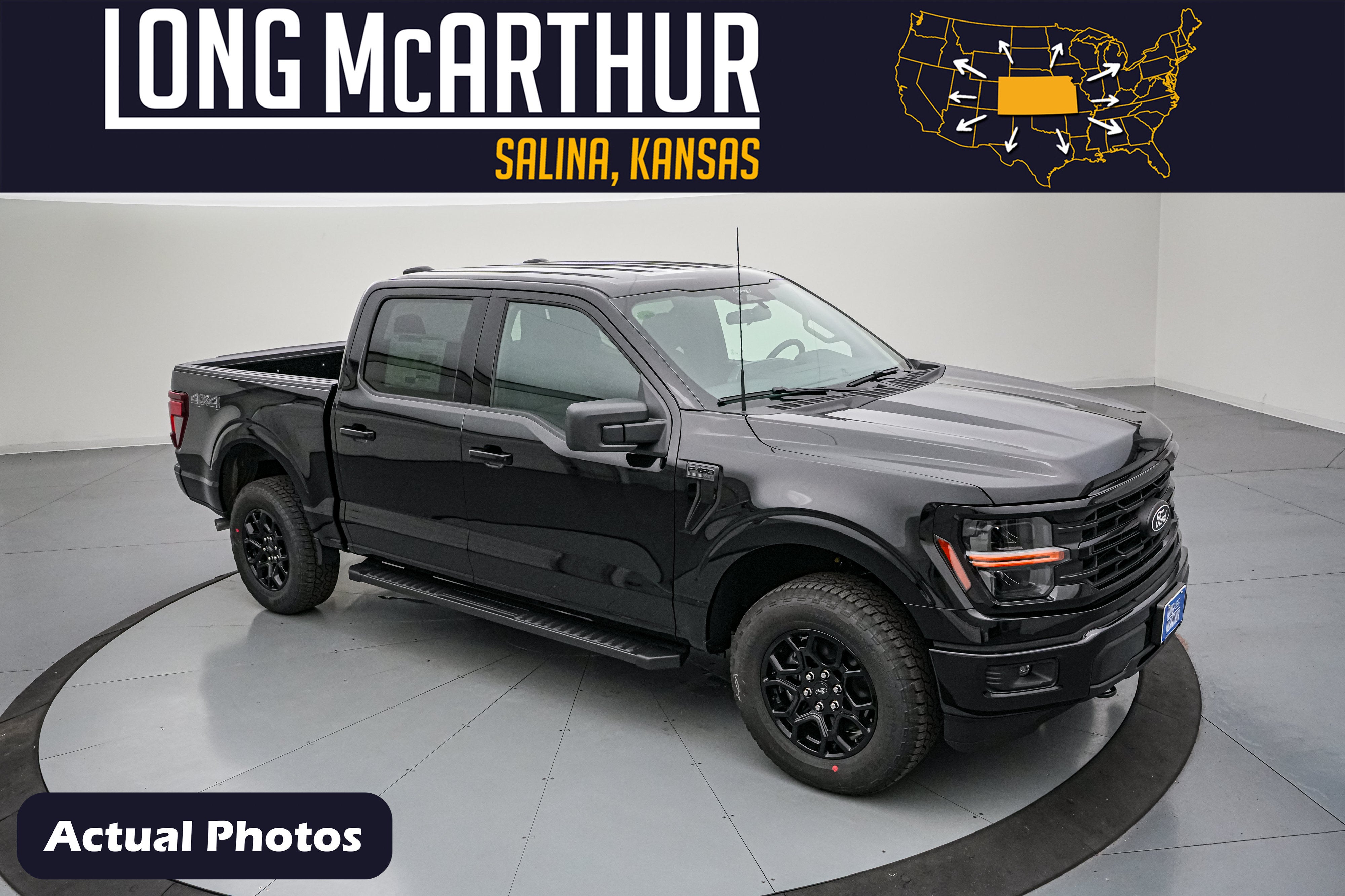 2026 Ford F-150 XLT in Agate Black Metallic — front three-quarter view