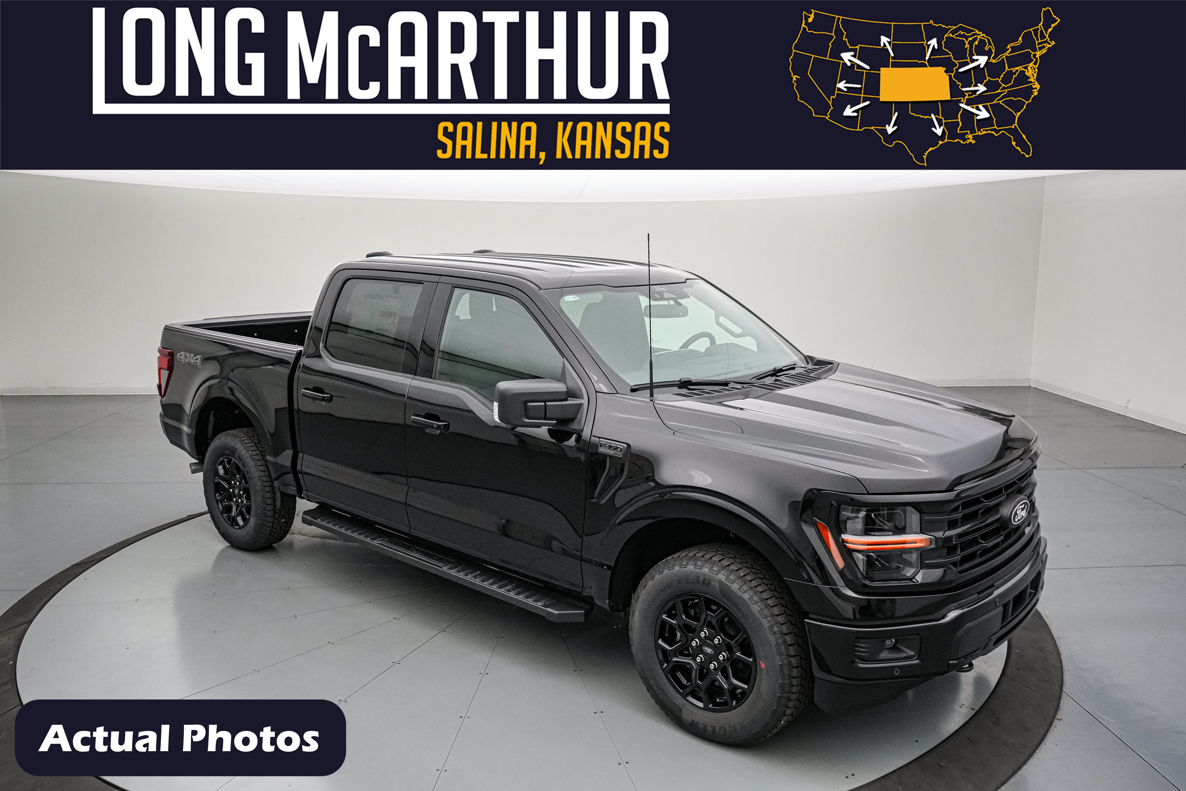 2026 Ford F-150 XLT in Agate Black Metallic — front three-quarter view