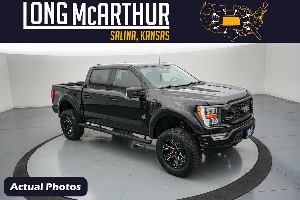 2021 Ford F-150 Black Widow in Agate Black Metallic — front three-quarter view