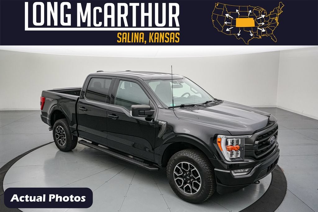2023 Ford F-150 XLT in Agate Black Metallic — front three-quarter view