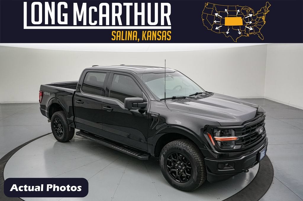 2024 Ford F-150 XLT in Agate Black Metallic — front three-quarter view