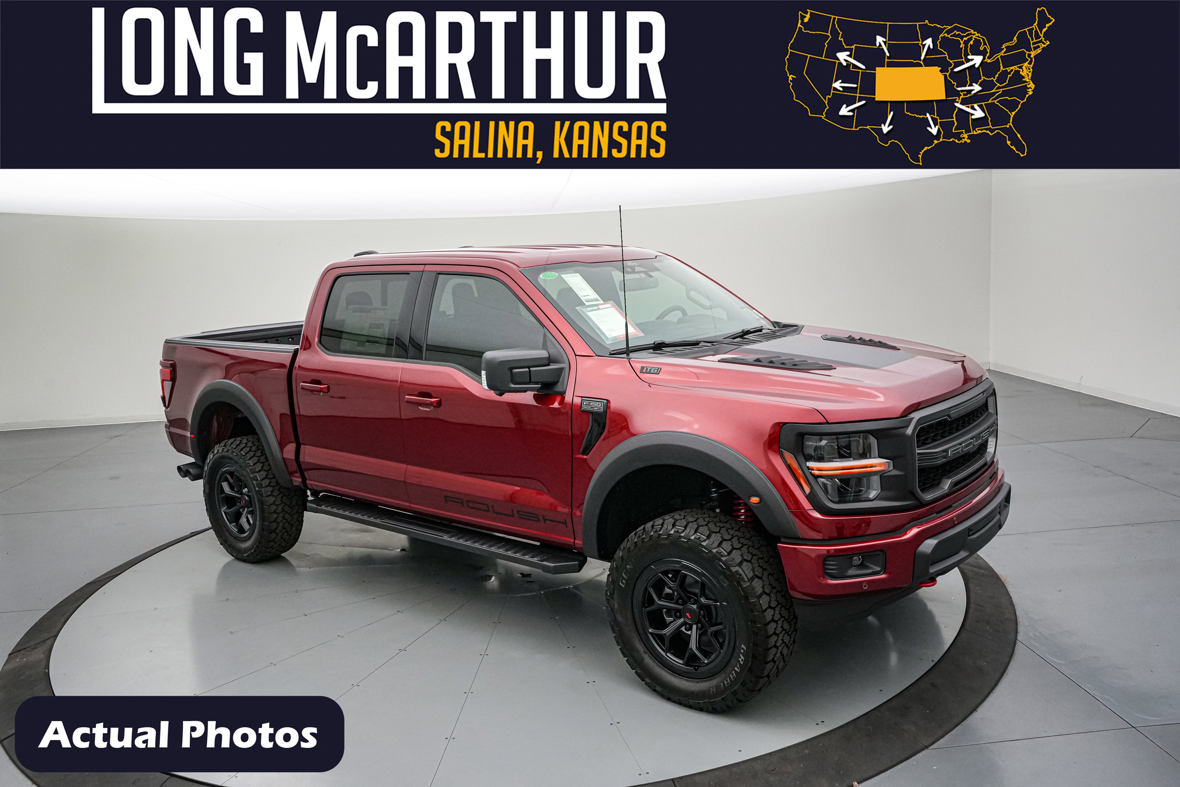2026 Ford F-150 ROUSH RT6 XLT in Ruby Red Metallic Tinted Clearcoat — front three-quarter view