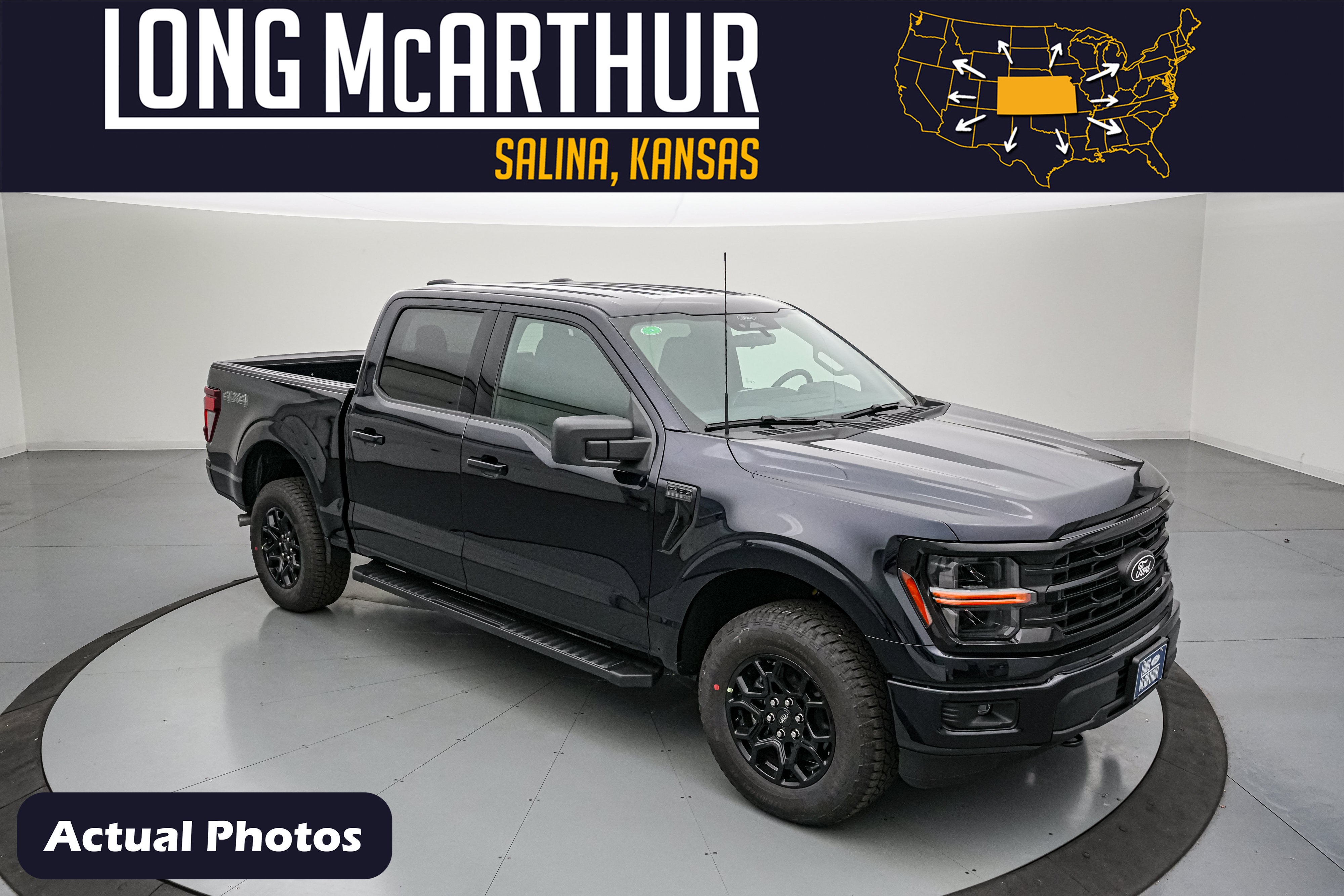 2026 Ford F-150 XLT in Antimatter Blue Metallic — front three-quarter view