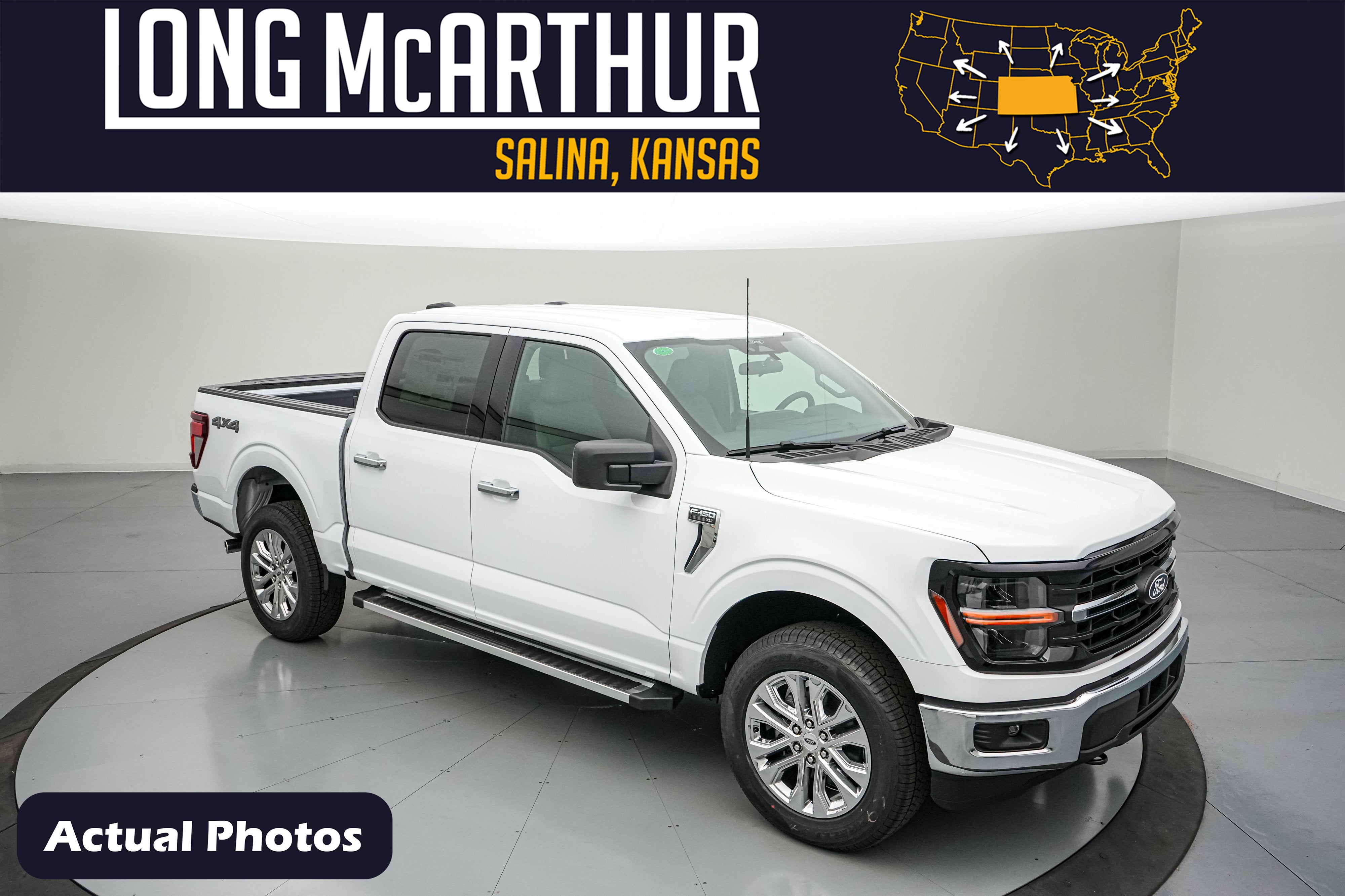 2026 Ford F-150 XLT in Oxford White — front three-quarter view