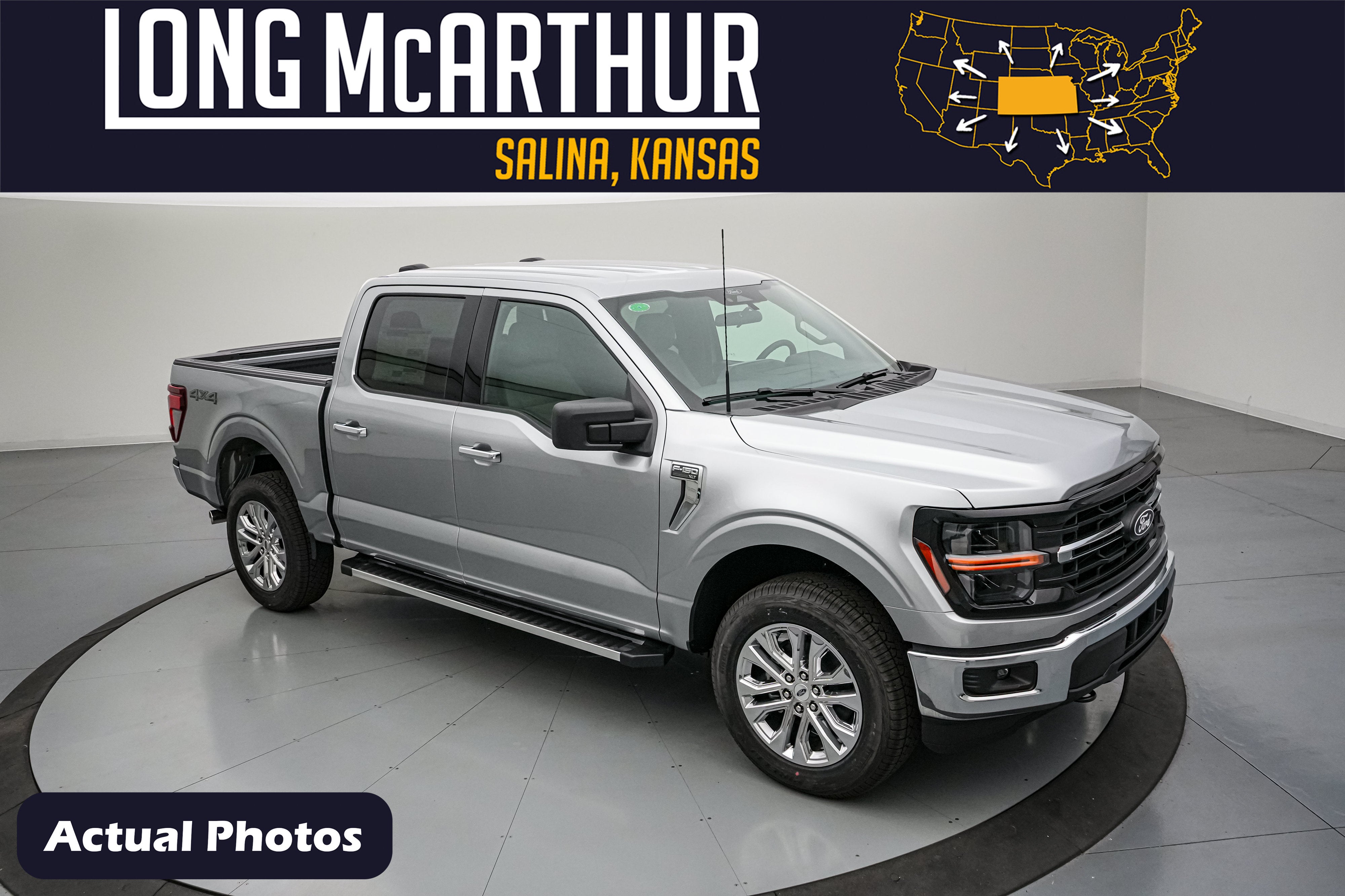 2026 Ford F-150 XLT in Iconic Silver Metallic — front three-quarter view