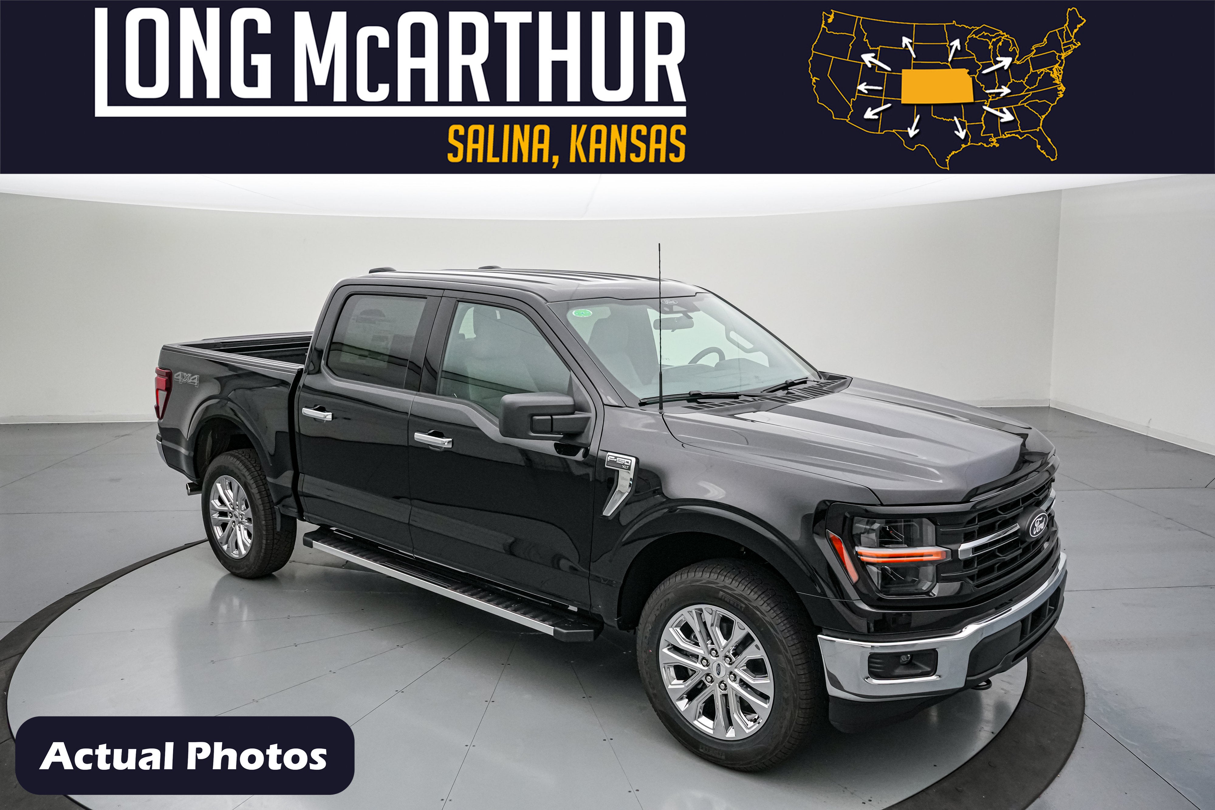 2026 Ford F-150 XLT in Agate Black Metallic — front three-quarter view