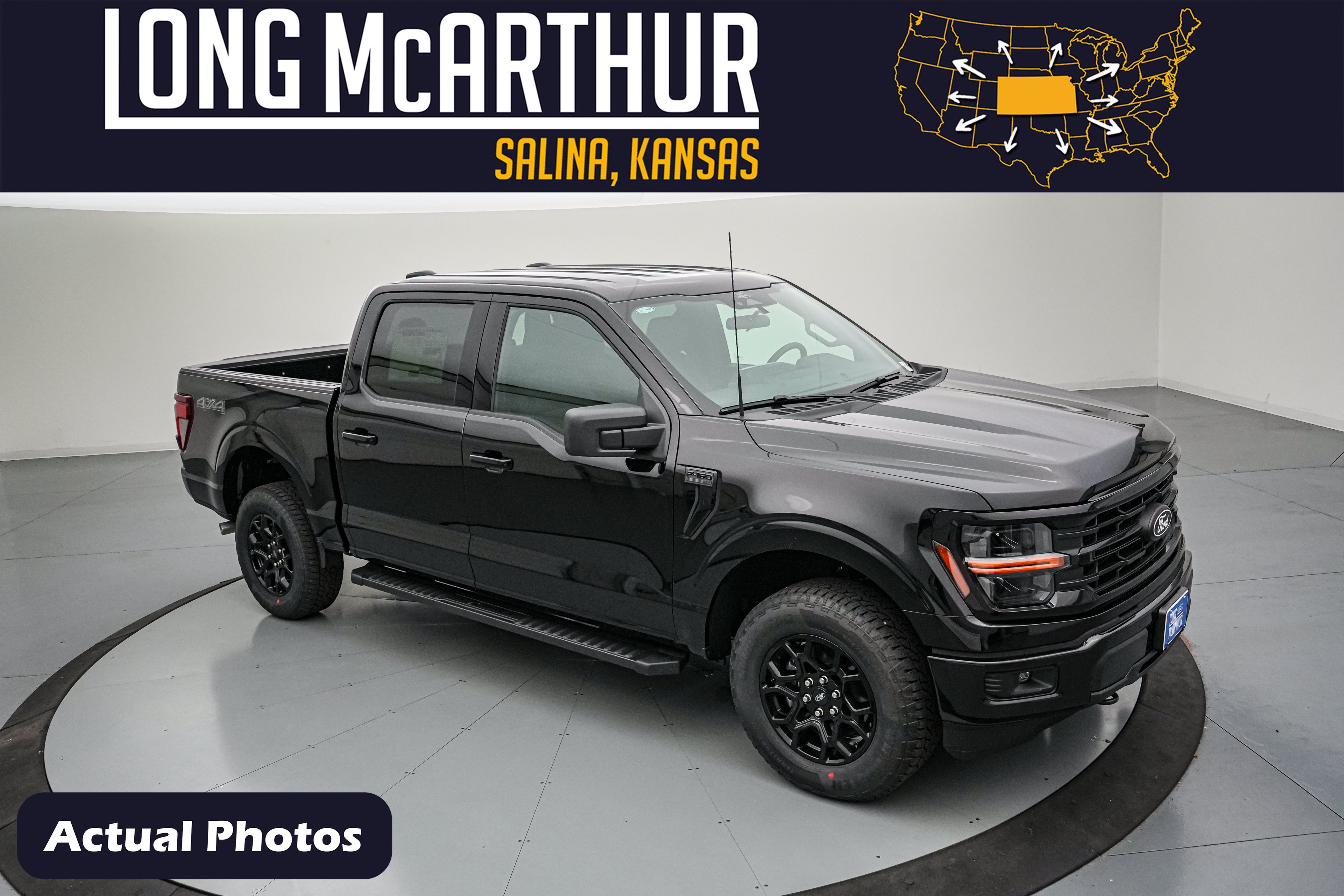 2026 Ford F-150 XLT in Agate Black Metallic — front three-quarter view