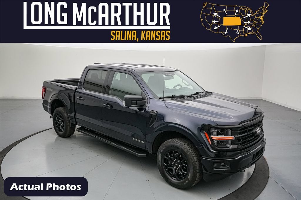 2024 Ford F-150 XLT in Antimatter Blue Metallic — front three-quarter view