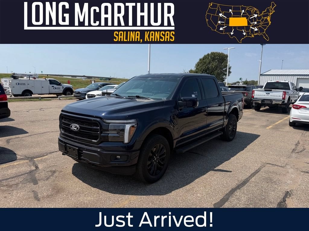 2025 Ford F-150 Lariat in Antimatter Blue Metallic — front three-quarter view