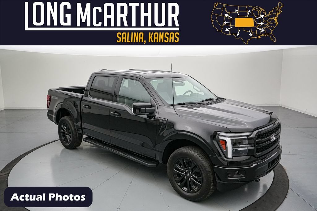 2026 Ford F-150 Lariat in Agate Black Metallic — front three-quarter view