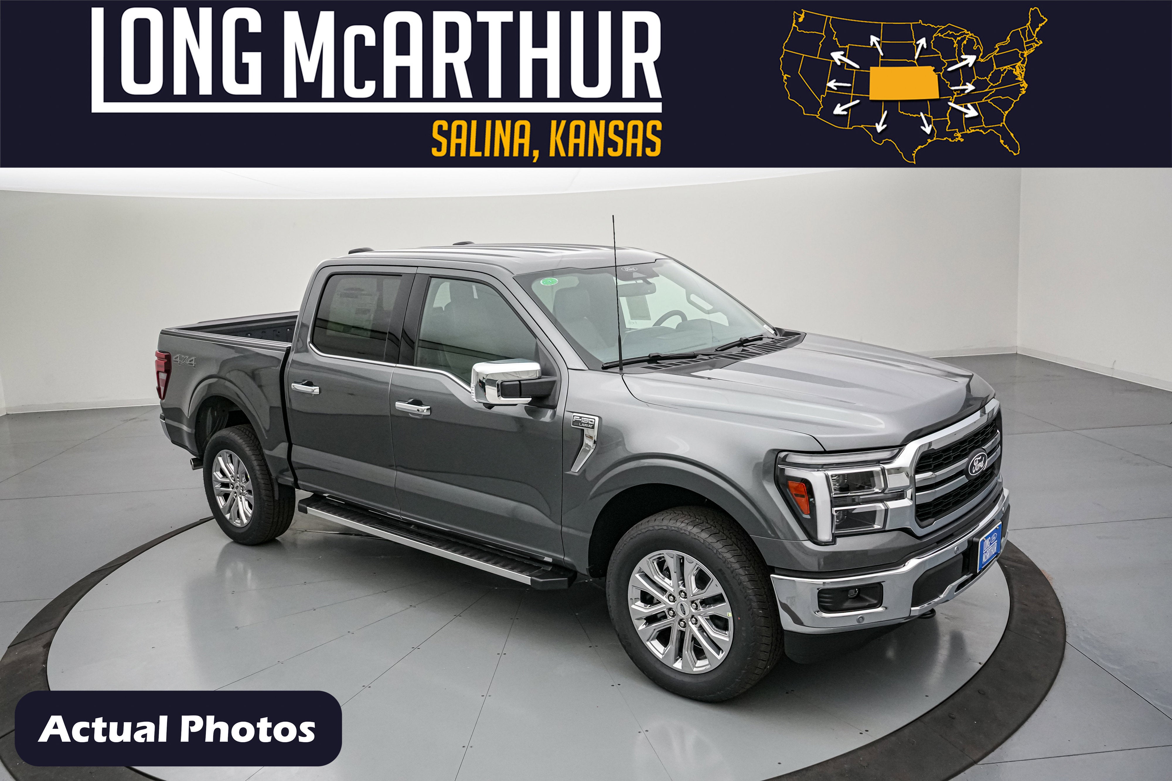 2026 Ford F-150 LARIAT in Carbonized Gray Metallic — front three-quarter view