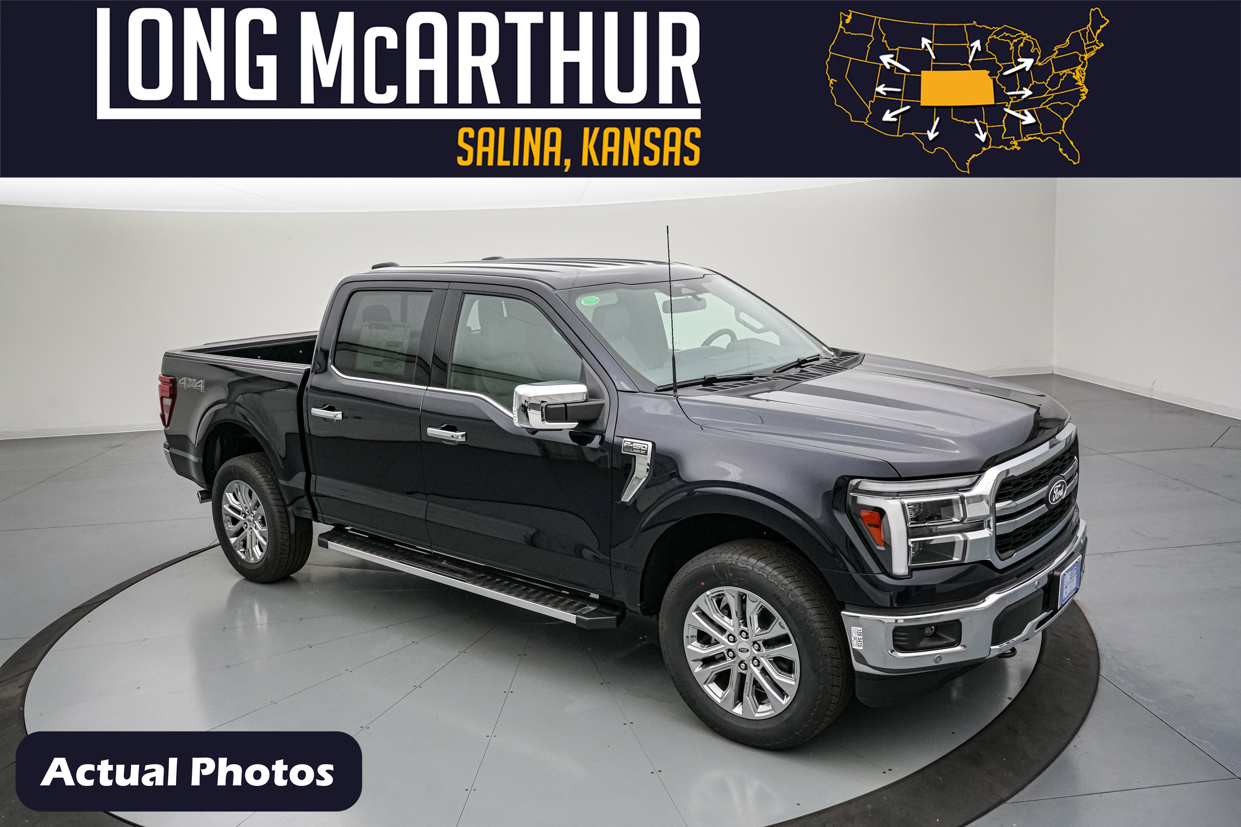 2026 Ford F-150 LARIAT in Antimatter Blue Metallic — front three-quarter view