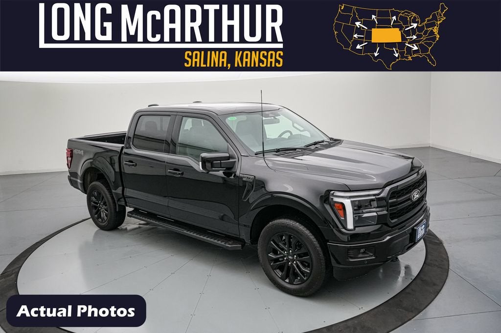 2026 Ford F-150 Lariat in Agate Black Metallic — front three-quarter view