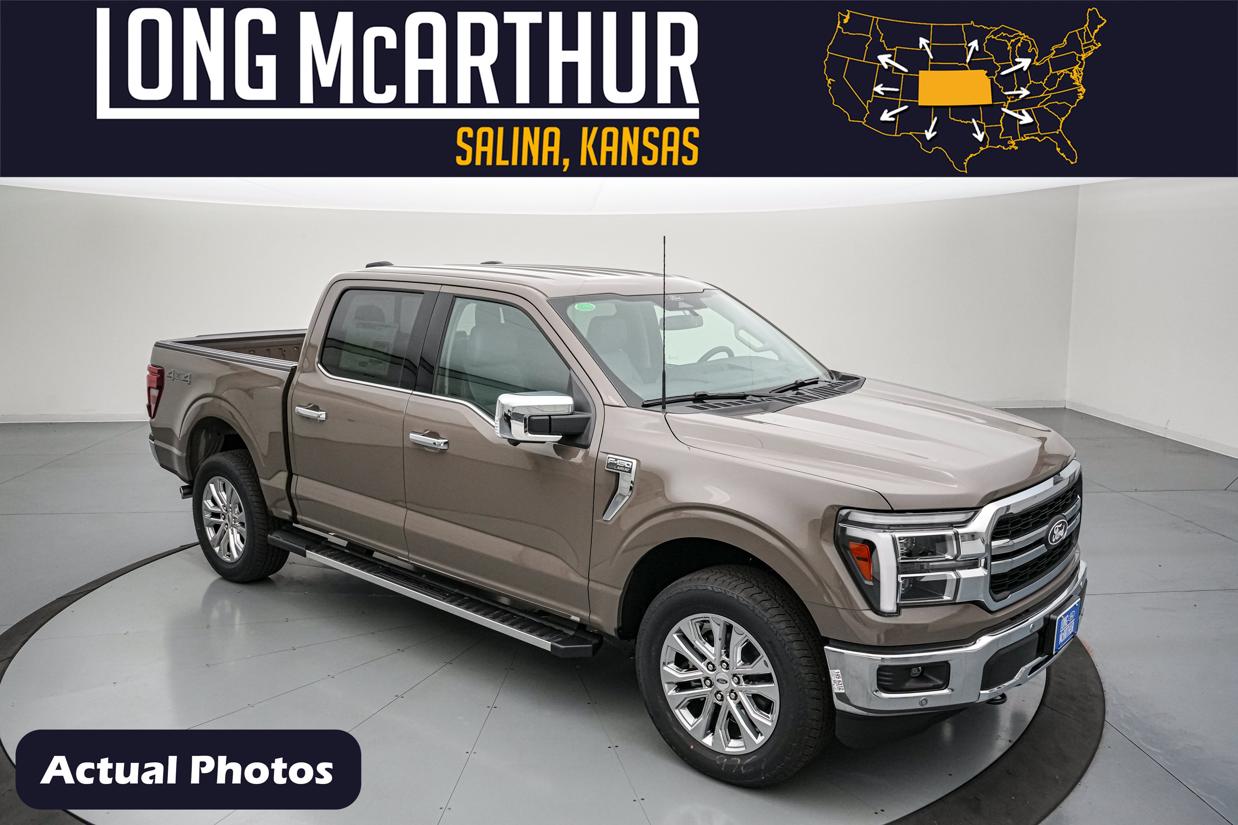 2026 Ford F-150 LARIAT in Marsh Gray — front three-quarter view