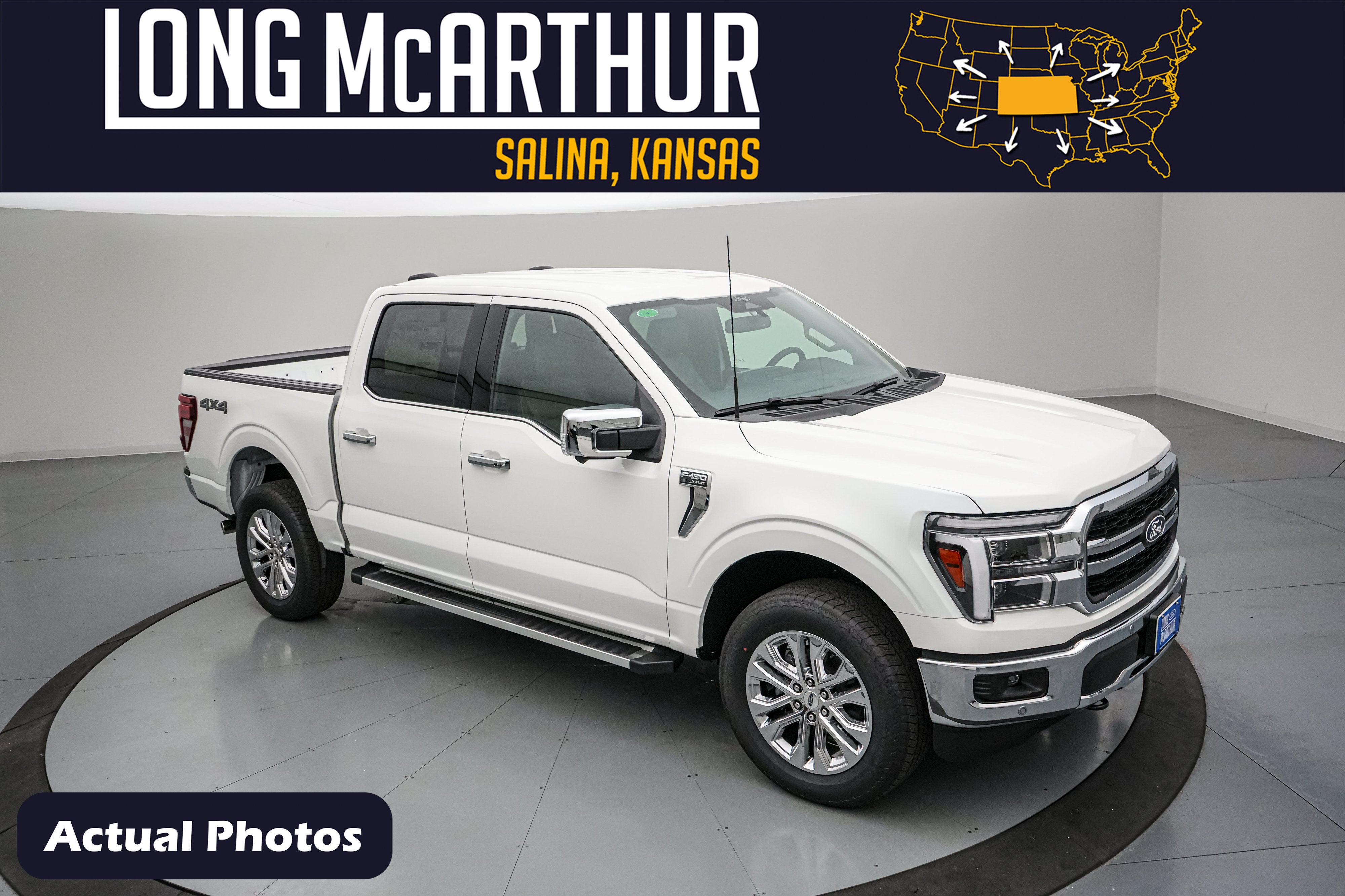 2026 Ford F-150 LARIAT in Star White Metallic Tri-Coat — front three-quarter view