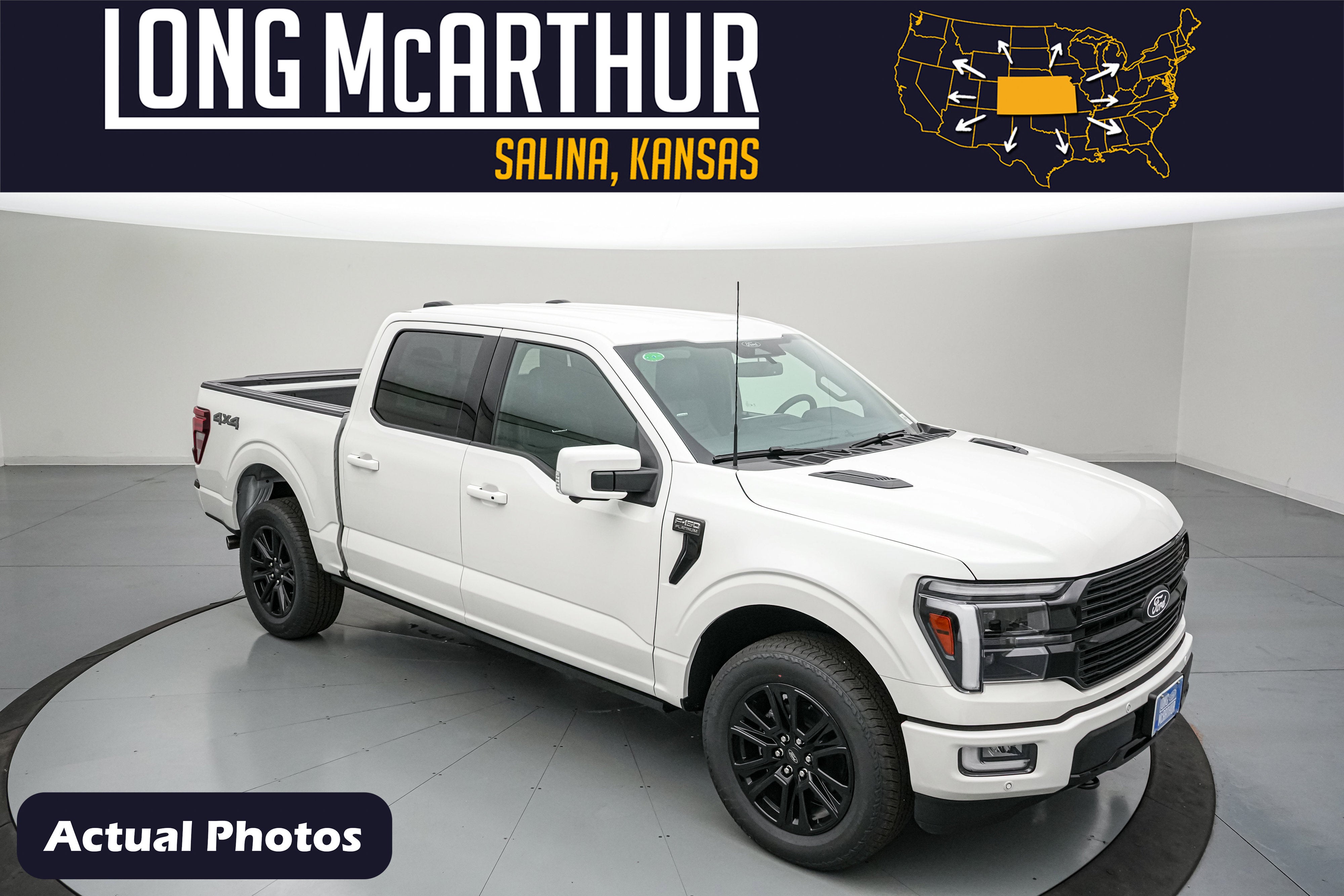 2026 Ford F-150 Platinum in Star White Metallic Tri-Coat — front three-quarter view