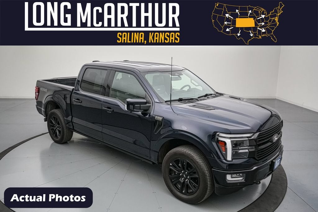 2025 Ford F-150 Platinum in Antimatter Blue Metallic — front three-quarter view