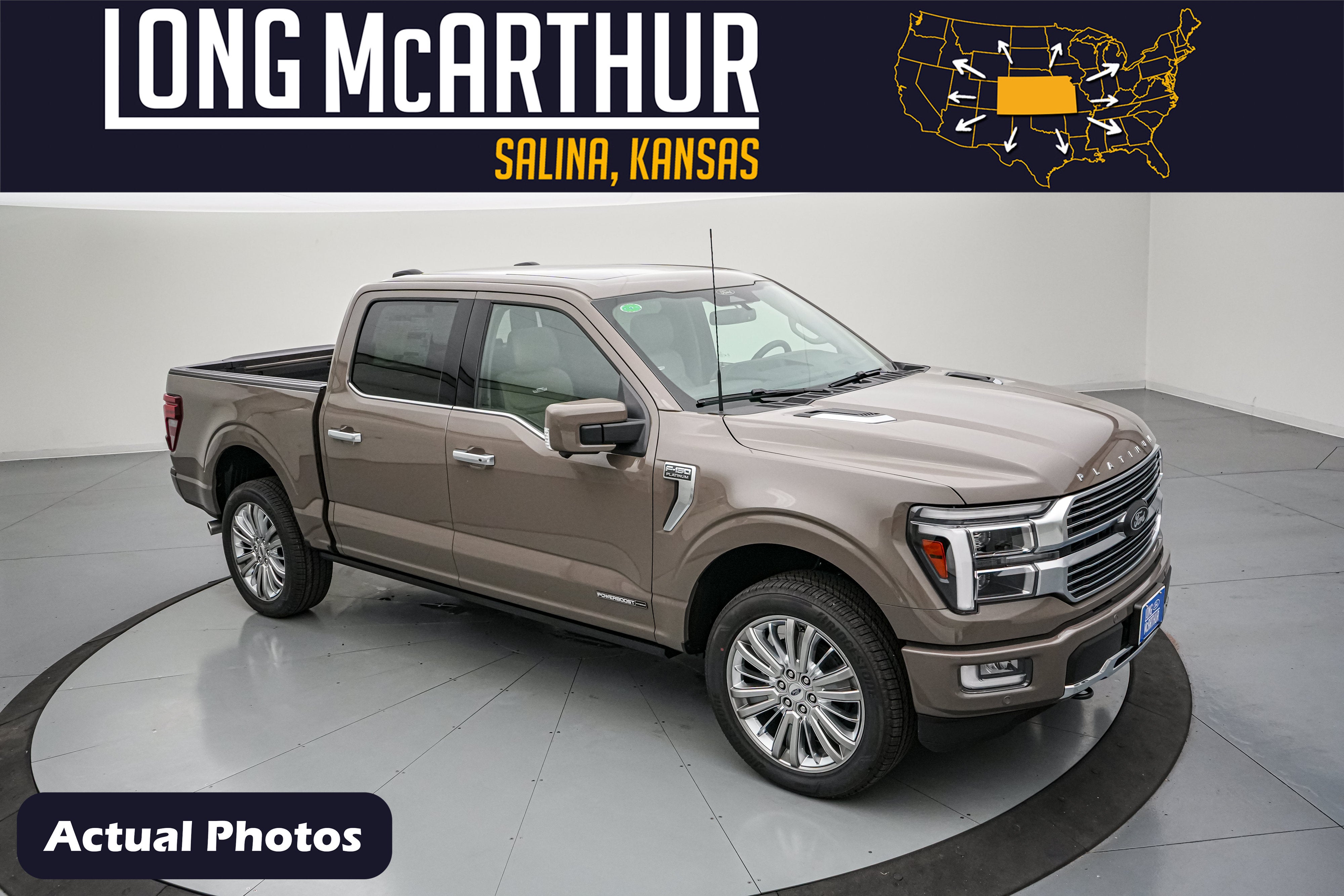 2026 Ford F-150 Platinum in Marsh Gray — front three-quarter view