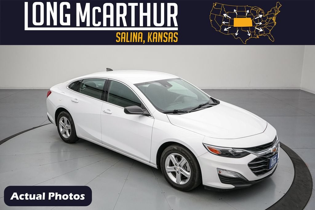 2024 Chevrolet Malibu LS in Summit White — front three-quarter view