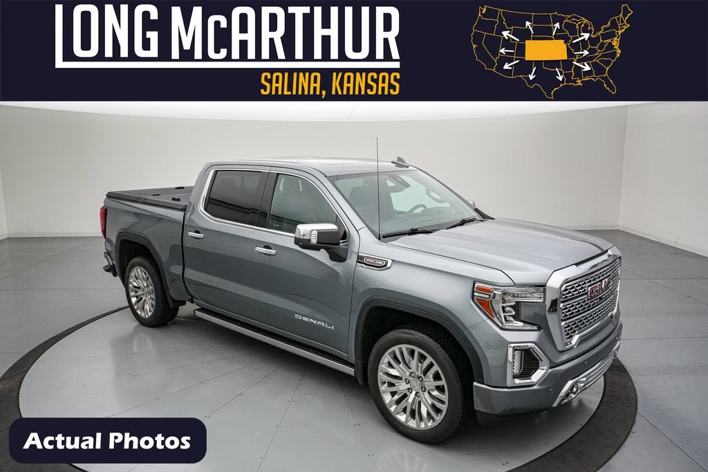 2019 GMC Sierra 1500 Denali in Satin Steel Metallic — front three-quarter view