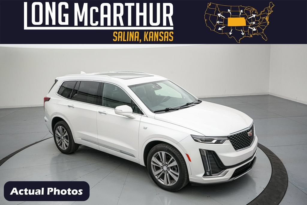 2024 Cadillac XT6 Premium Luxury in Crystal White — front three-quarter view