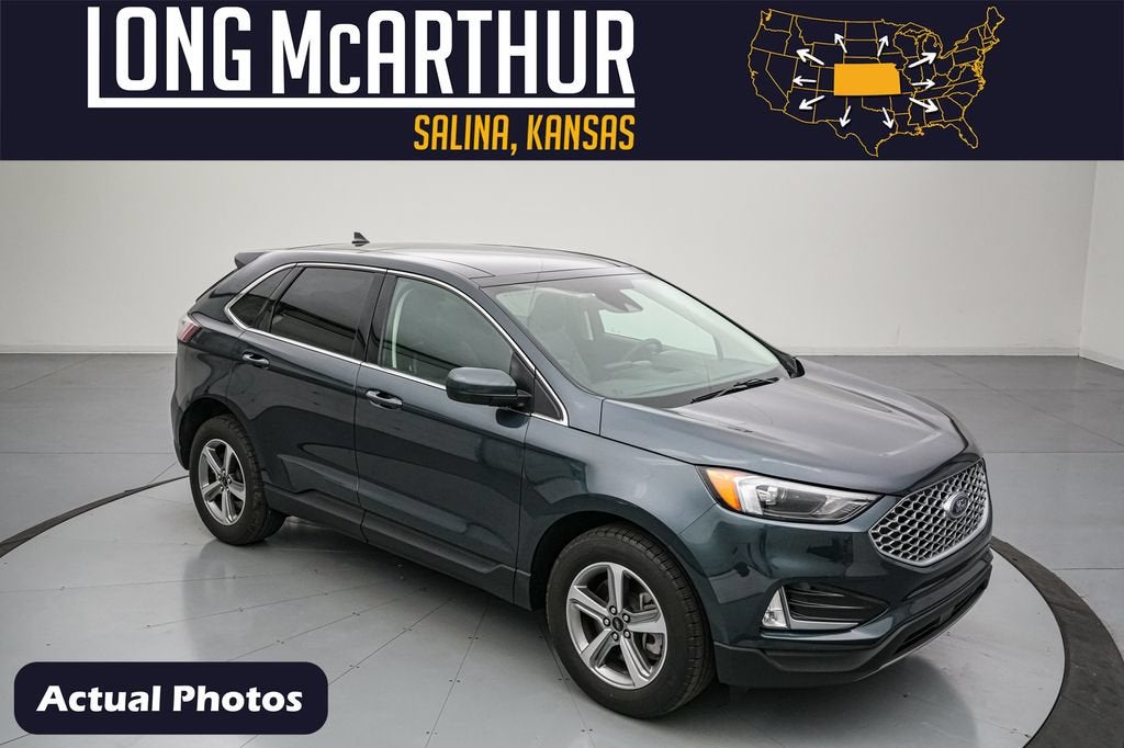 2024 Ford Edge SEL in Stone Blue Metallic — front three-quarter view