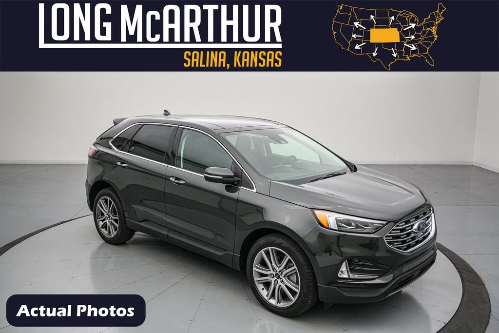 2024 Ford Edge Titanium in Forged Green Metallic — front three-quarter view