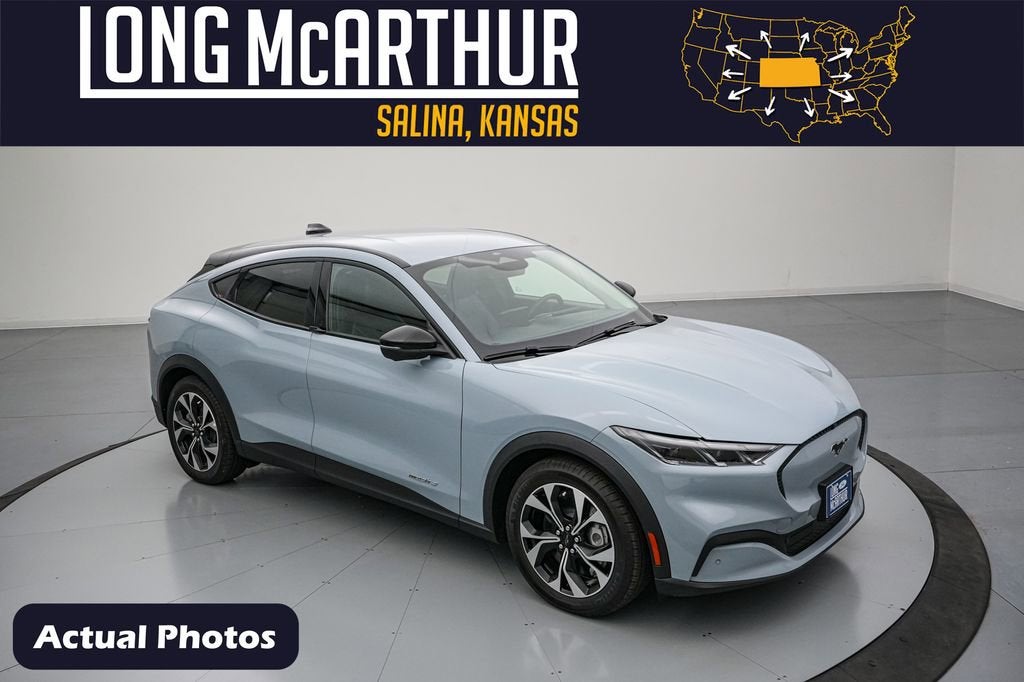 2025 Ford Mustang Mach-E Select in Glacier Gray Metallic Tricoat — front three-quarter view