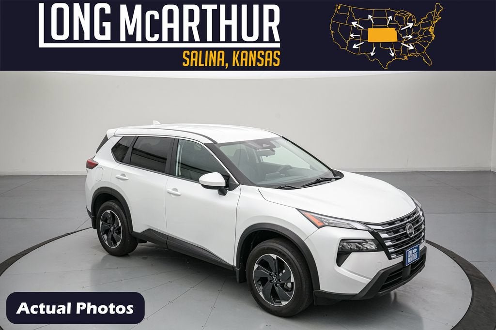 2024 Nissan Rogue SV in Everest White Pearl — front three-quarter view